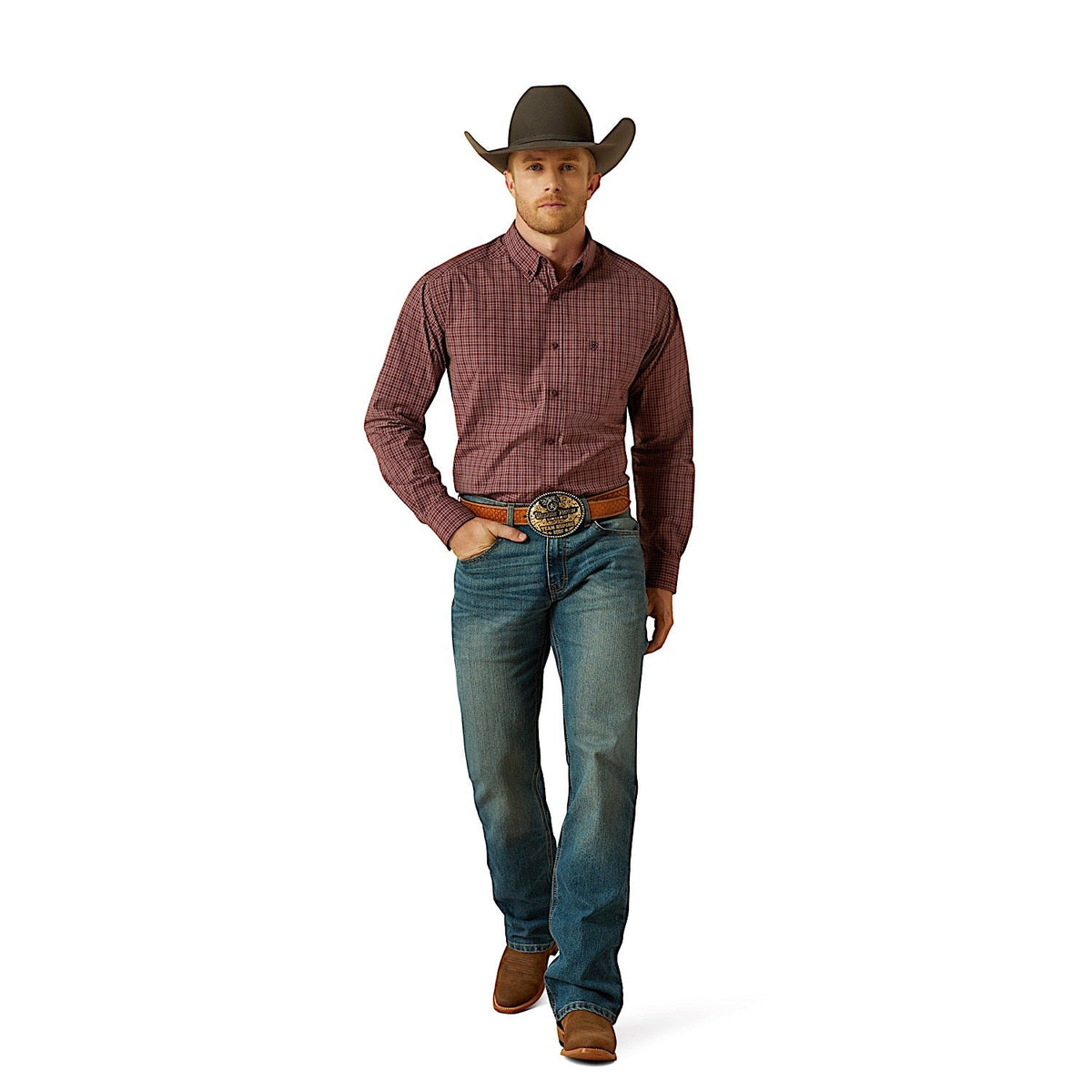 Ariat Mens Pro Series Travis Classic Fit Shirt - Burgundy