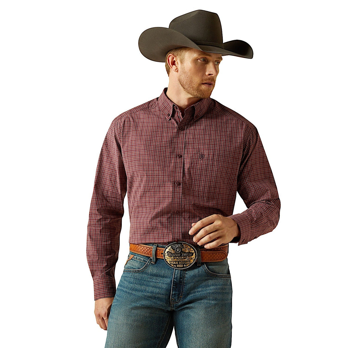 Ariat Mens Pro Series Travis Classic Fit Shirt - Burgundy