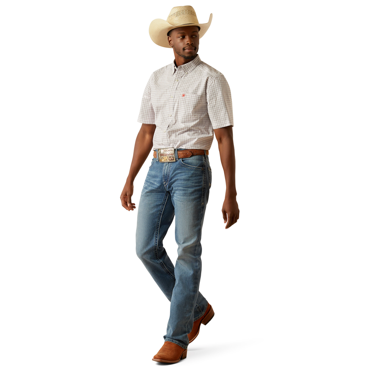 Ariat Mens Pro Series Woody Short Sleeve Shirt - White