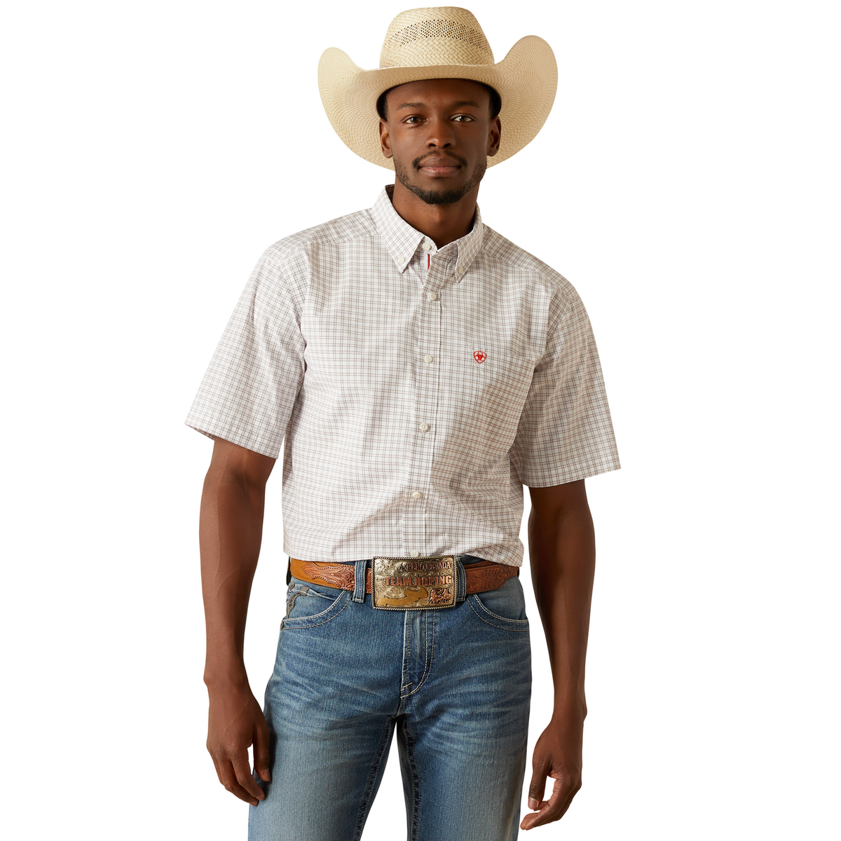 Ariat Mens Pro Series Woody Short Sleeve Shirt - White