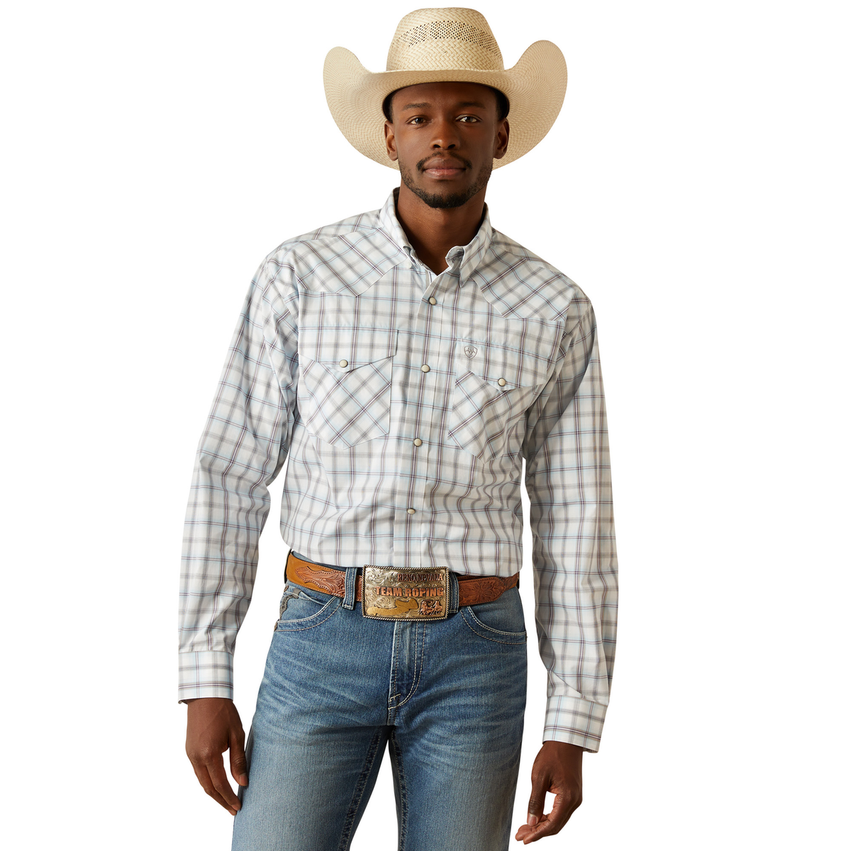 Ariat Mens Pro Series Worth Snap Long Sleeve Shirt - Grey Blue