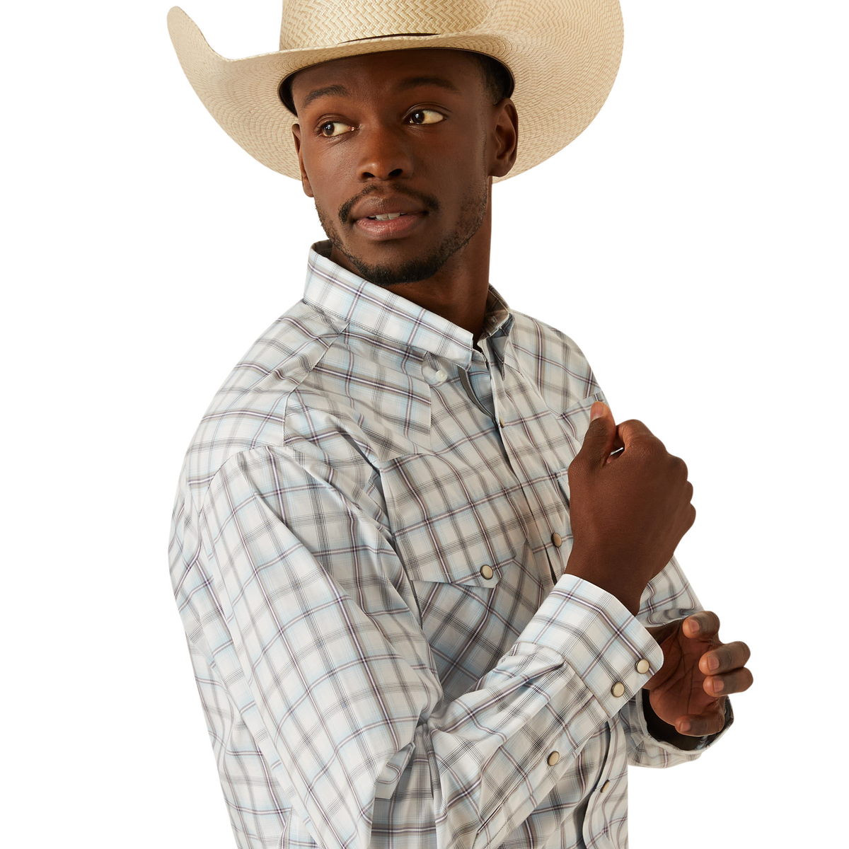 Ariat Mens Pro Series Worth Snap Long Sleeve Shirt - Grey Blue