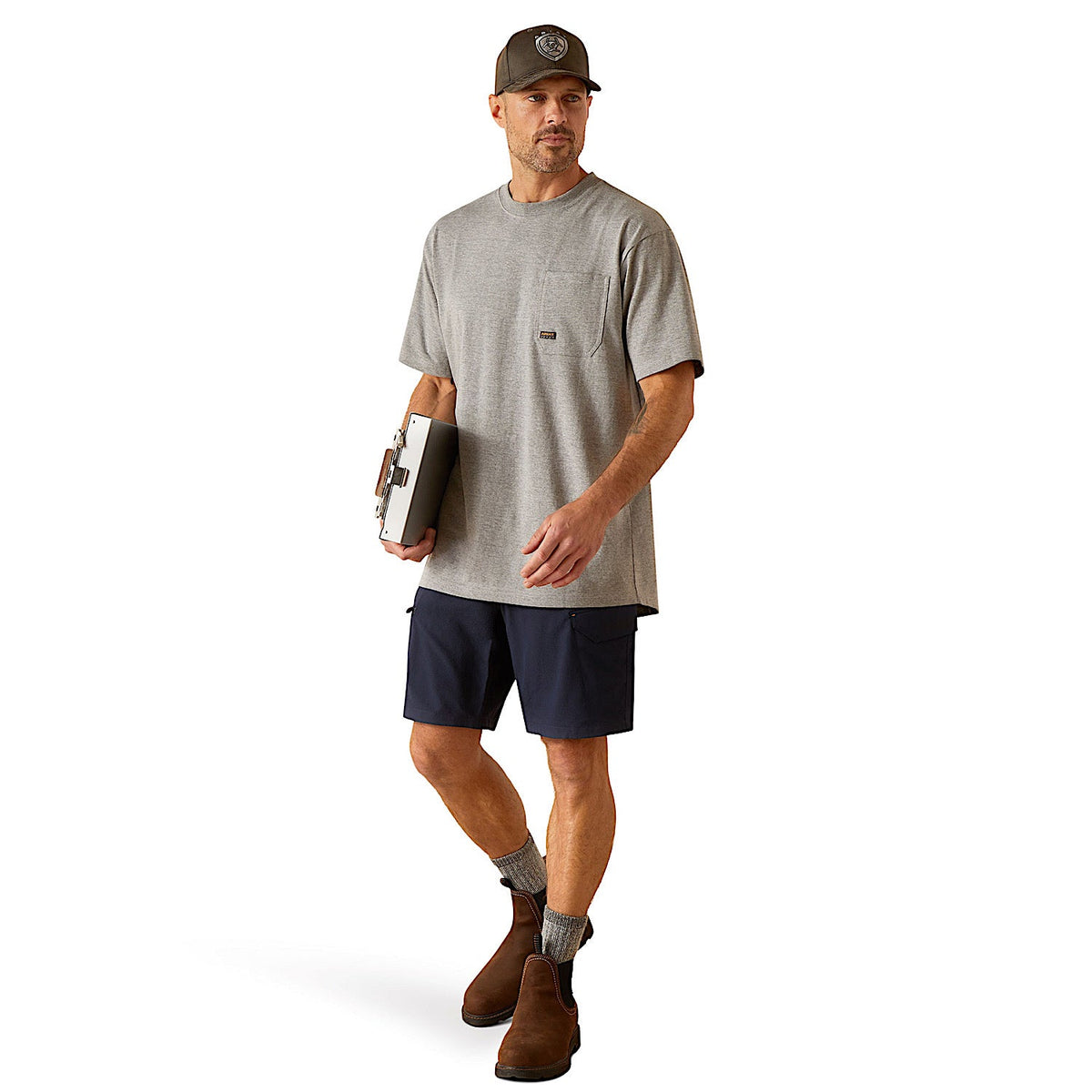 Ariat Men’s Rebar Cotton Strong Burning Rubber T-Shirt - Heather Grey