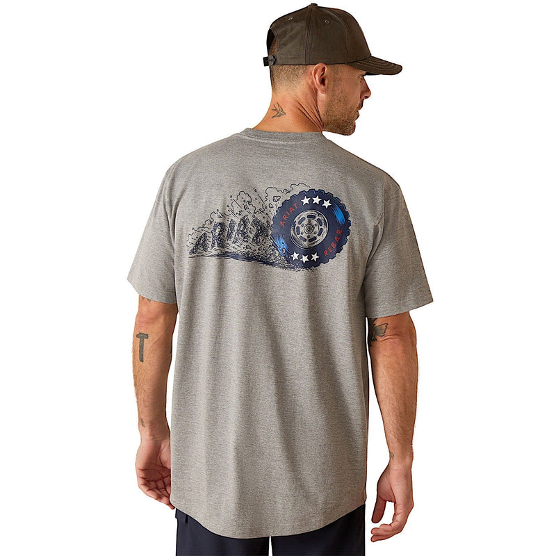 Ariat Men’s Rebar Cotton Strong Burning Rubber T-Shirt - Heather Grey
