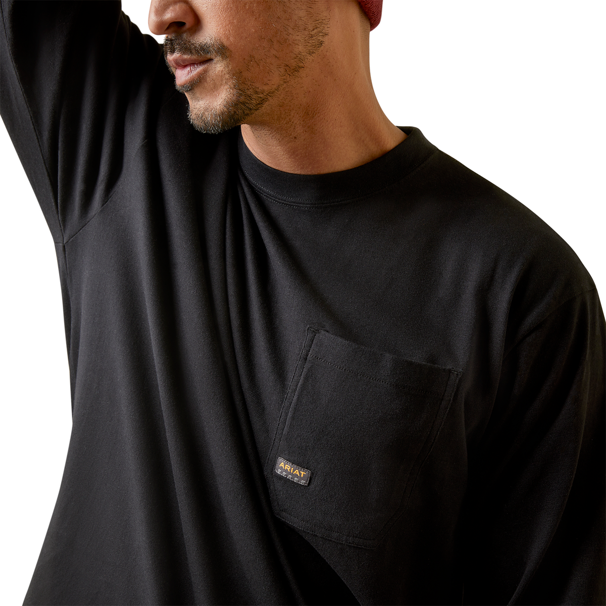 Ariat Men’s Rebar Cotton Strong Stacking Dimes Long Sleeve Tee Black