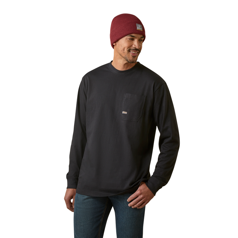 Ariat Men’s Rebar Cotton Strong Stacking Dimes Long Sleeve Tee Black