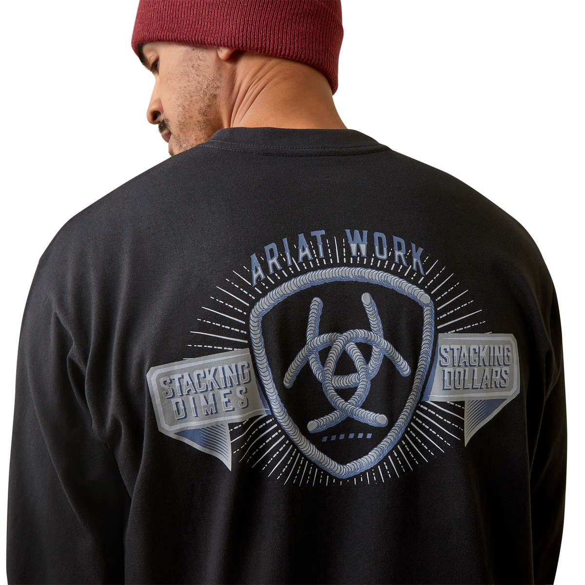 Ariat Men’s Rebar Cotton Strong Stacking Dimes Long Sleeve Tee Black