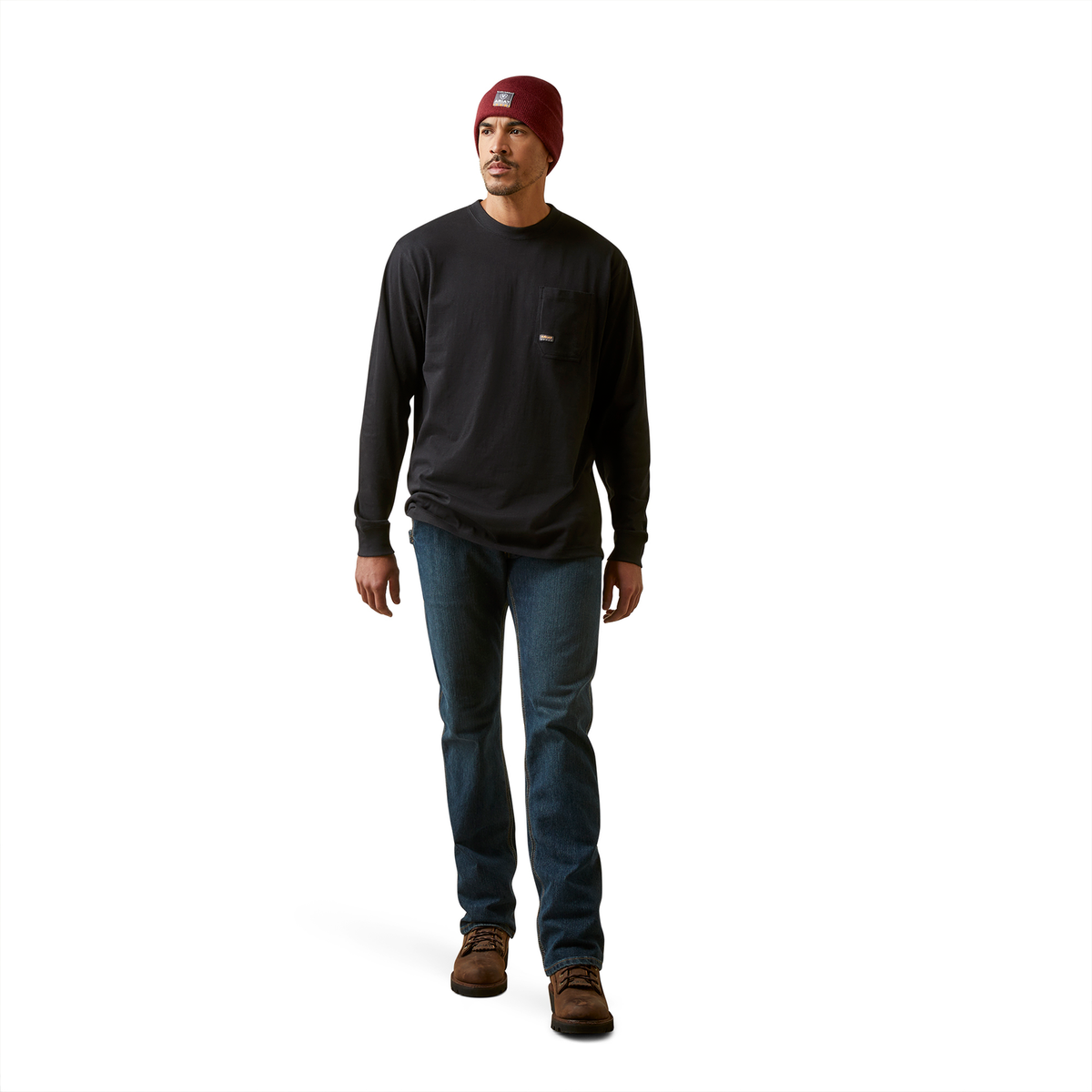 Ariat Men’s Rebar Cotton Strong Stacking Dimes Long Sleeve Tee Black