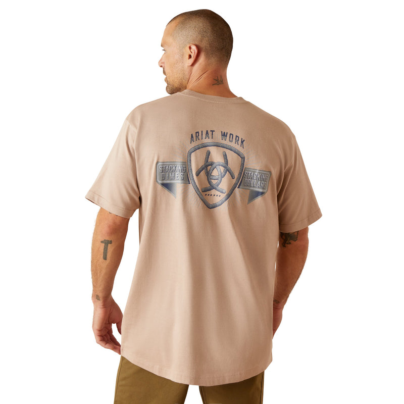 Ariat Men’s Rebar Cotton Strong Stacking Dimes T-Shirt - Bark
