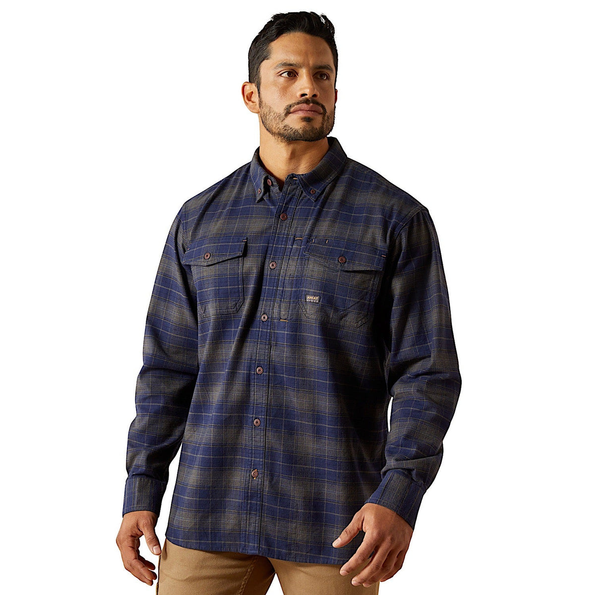 Ariat Mens Rebar Flannel Durastretch Work Shirt - Navy