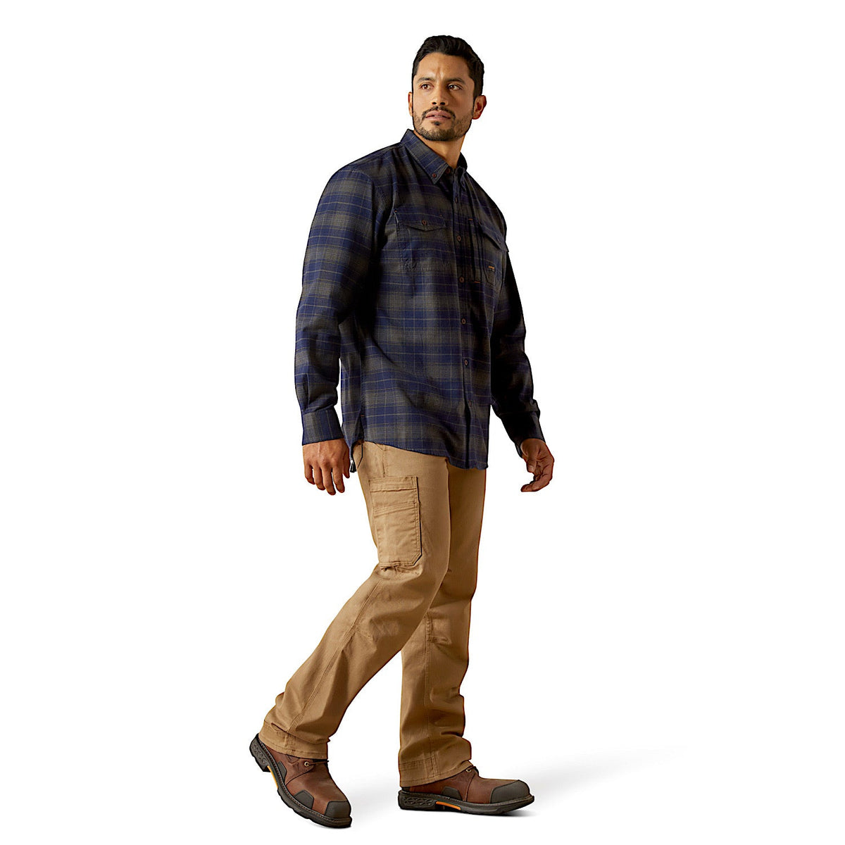 Ariat Mens Rebar Flannel Durastretch Work Shirt - Navy