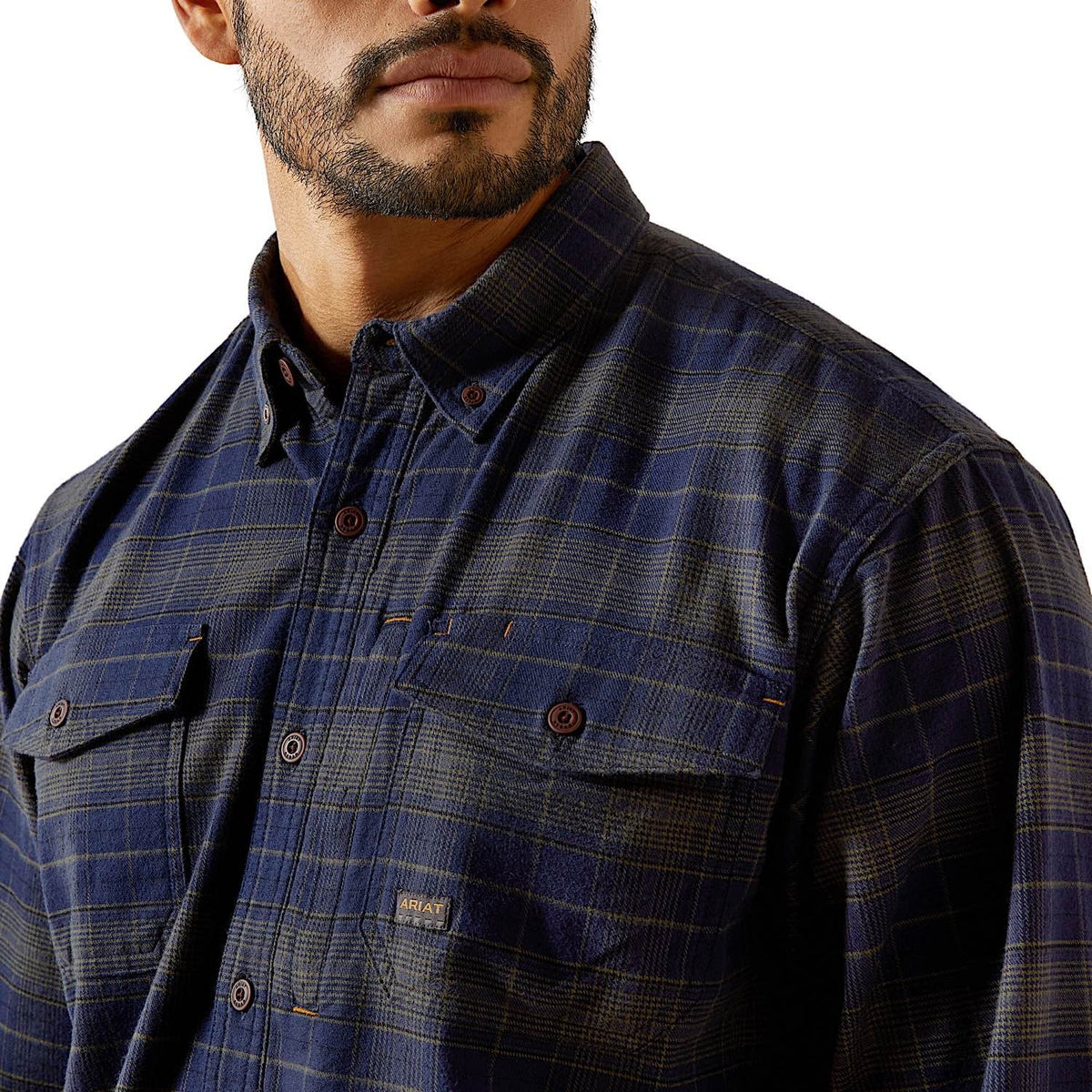 Ariat Mens Rebar Flannel Durastretch Work Shirt - Navy