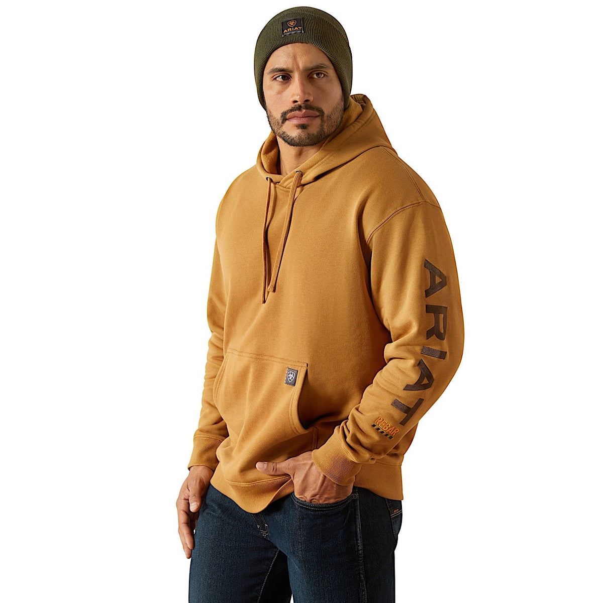 Ariat Mens Rebar Graphic Hoodie - Dijon/Mole
