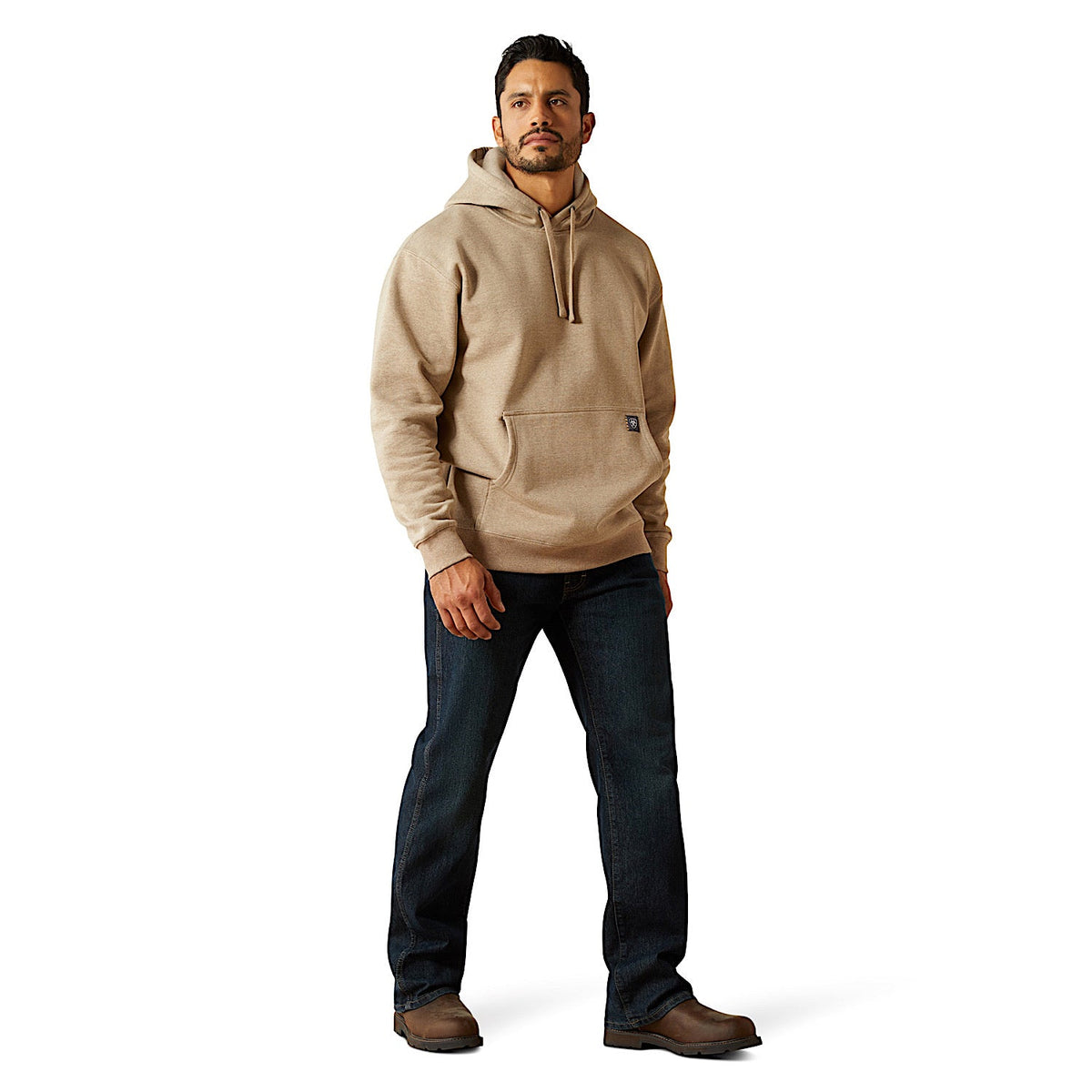Ariat Mens Rebar Graphic Hoodie - Oatmeal Heather/Bitter Chocolate