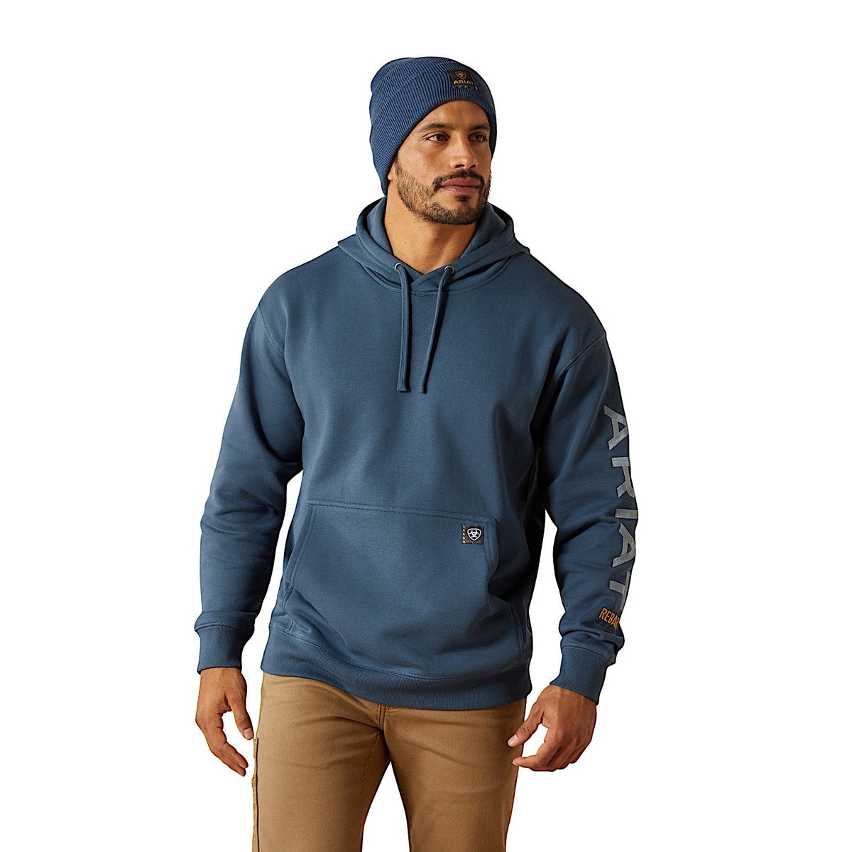 Ariat Mens Rebar Graphic Hoodie - Orion Blue/Dusty Blue