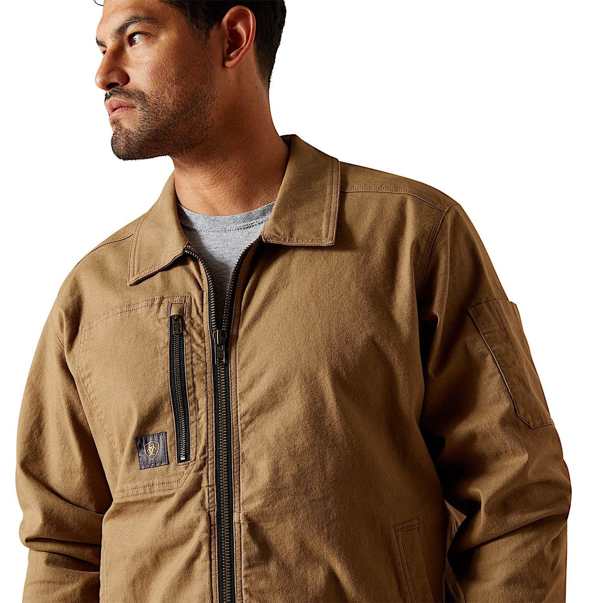 Ariat Mens Rebar Made Tough Shop Jacket - Rebar Khaki