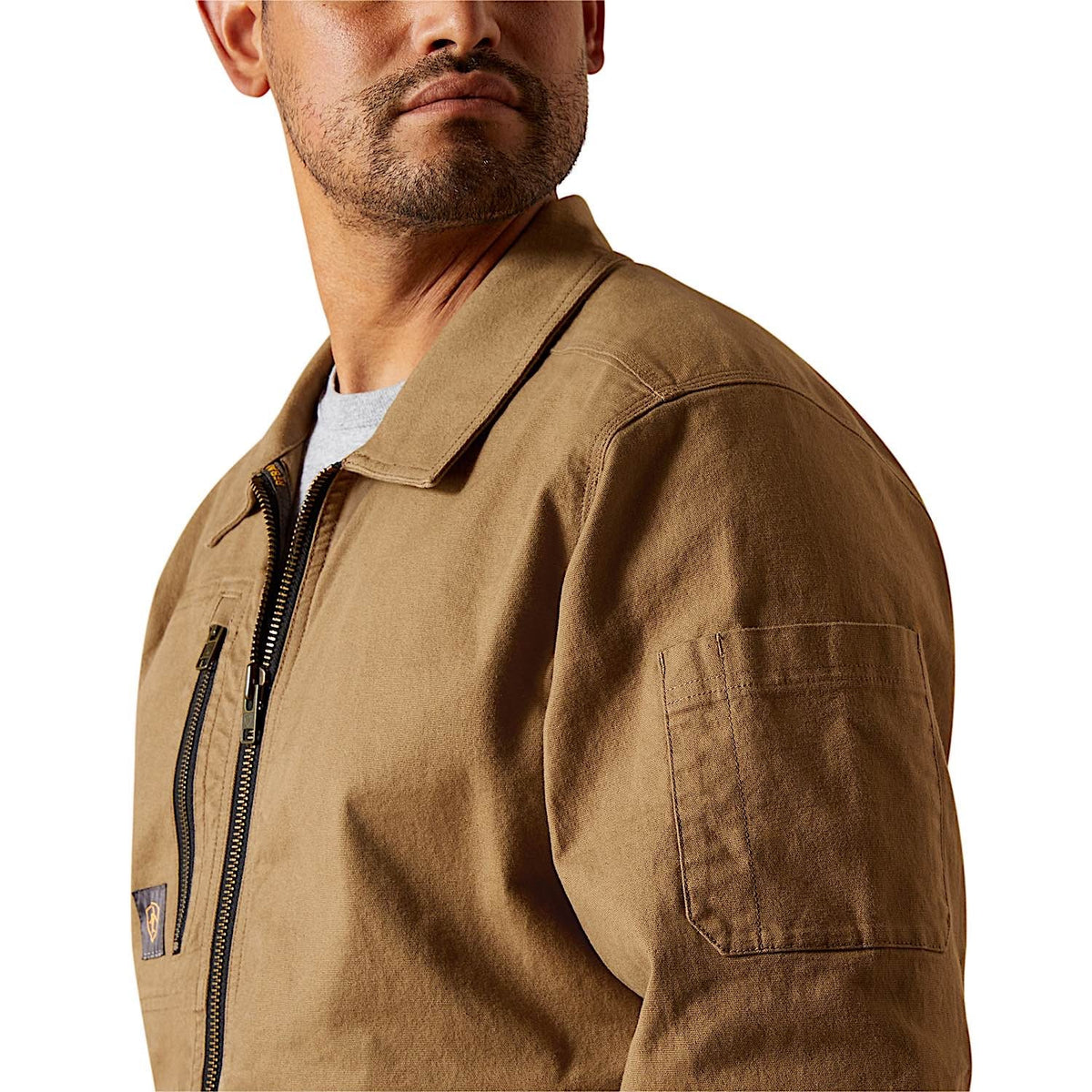 Ariat Mens Rebar Made Tough Shop Jacket - Rebar Khaki