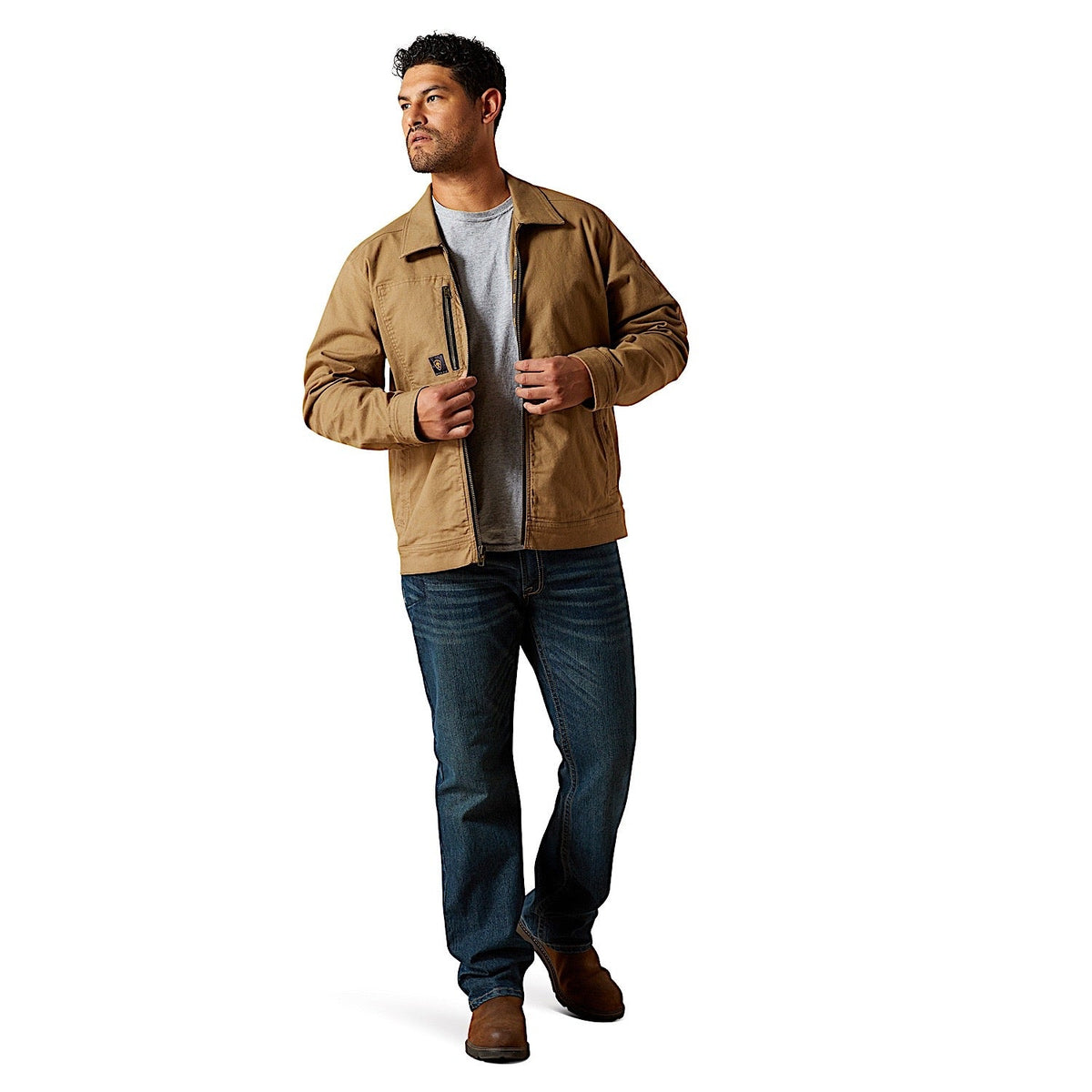 Ariat Mens Rebar Made Tough Shop Jacket - Rebar Khaki