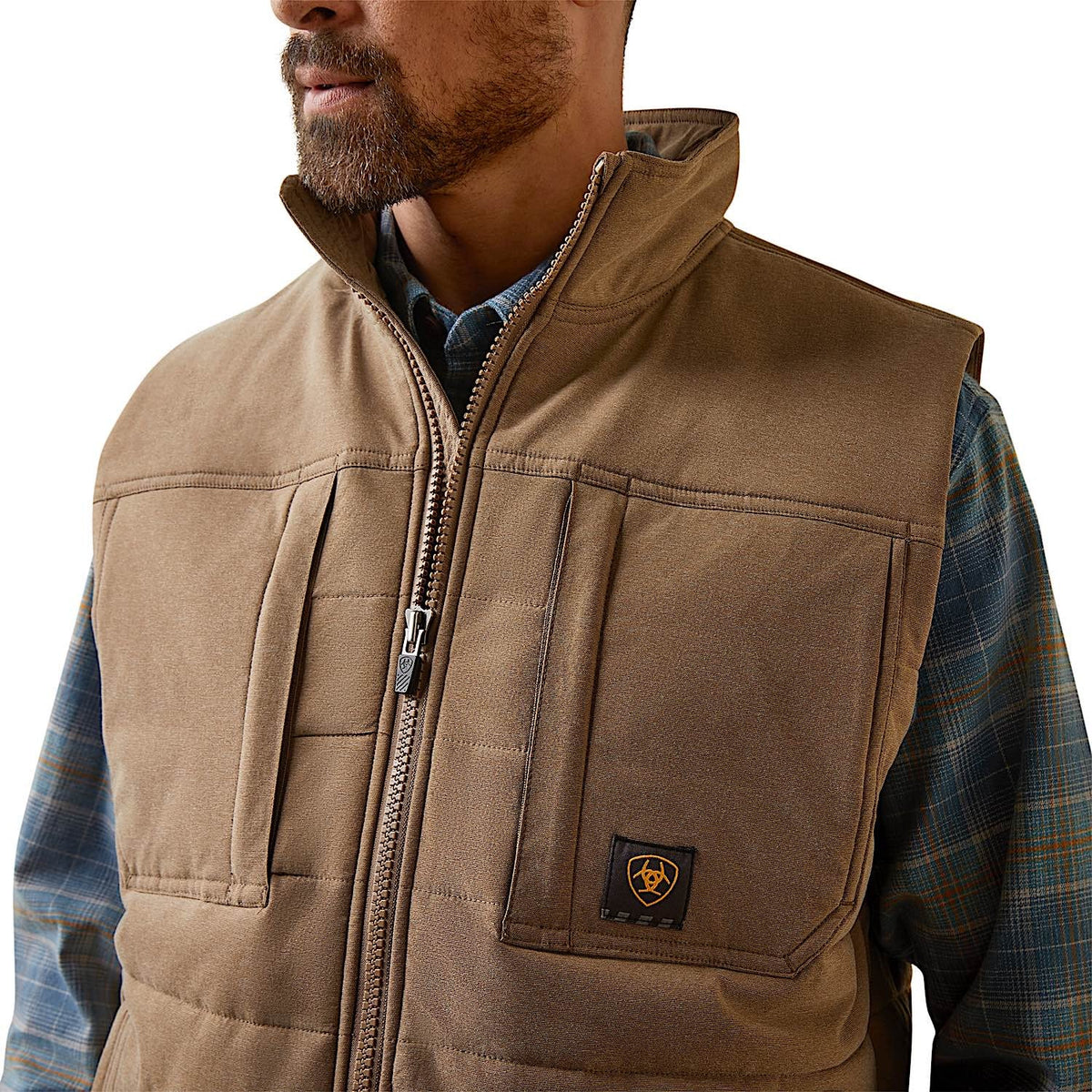 Ariat Men’s Rebar Valiant Stretch Canvas Insulated Vest - Khaki Heather