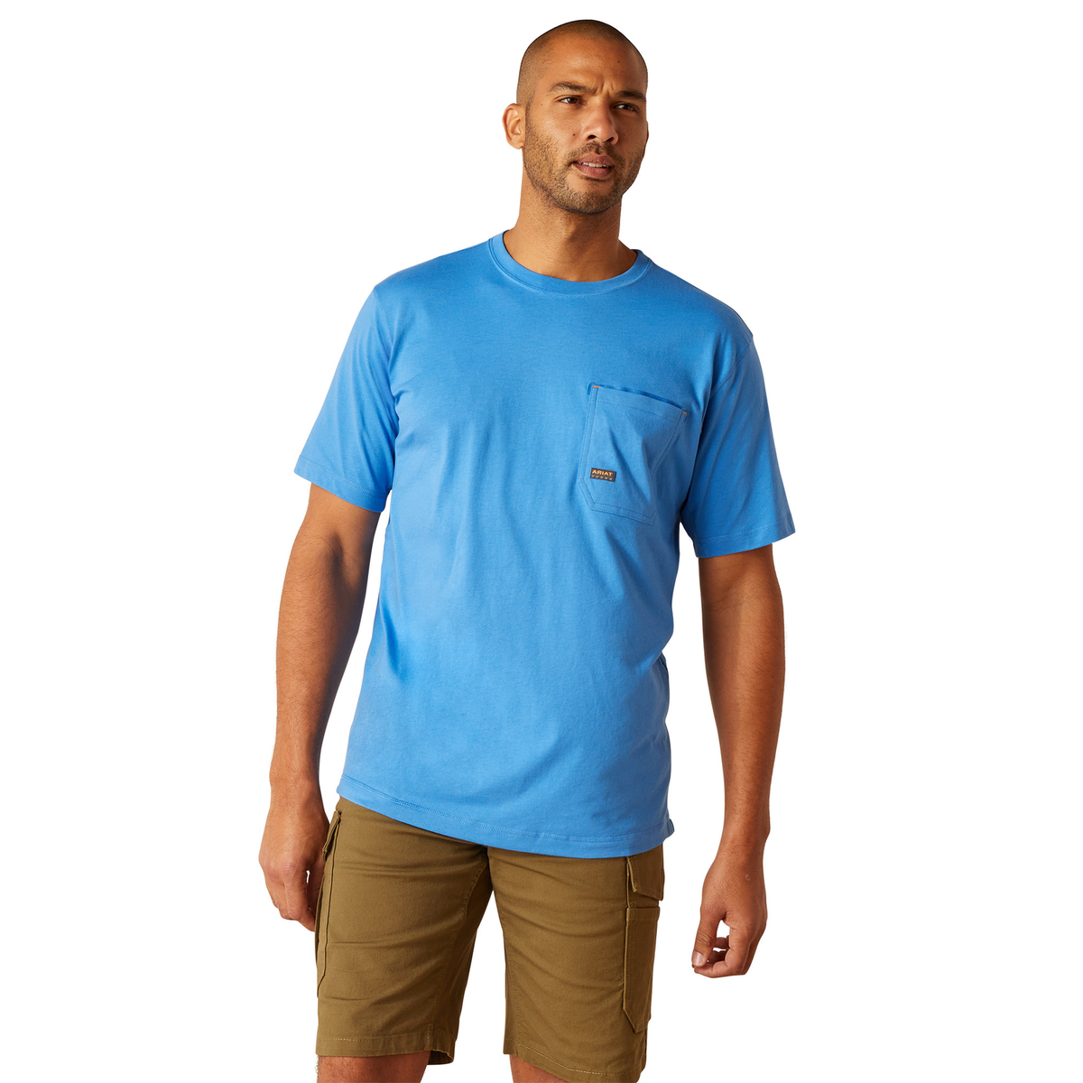 Ariat Men’s Rebar Workman Logo T-Shirt - Campanula/Grey Camo