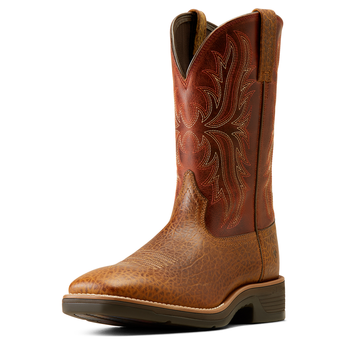 Ariat Men’s Ridgeback Boot Tan Bull Emboss/Orange Rust