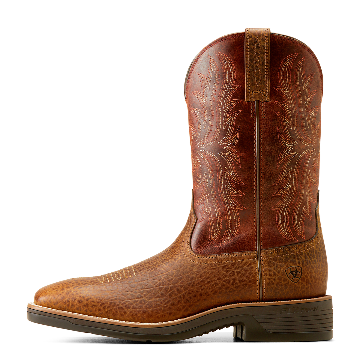 Ariat Men’s Ridgeback Boot Tan Bull Emboss/Orange Rust