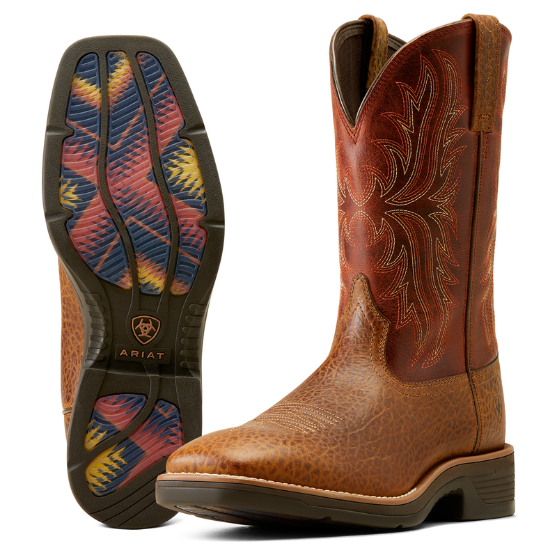 Ariat Men’s Ridgeback Boot Tan Bull Emboss/Orange Rust