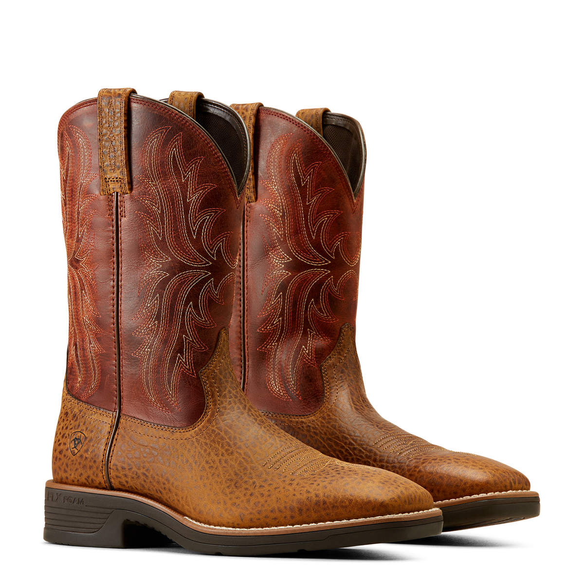 Ariat Men’s Ridgeback Boot Tan Bull Emboss/Orange Rust