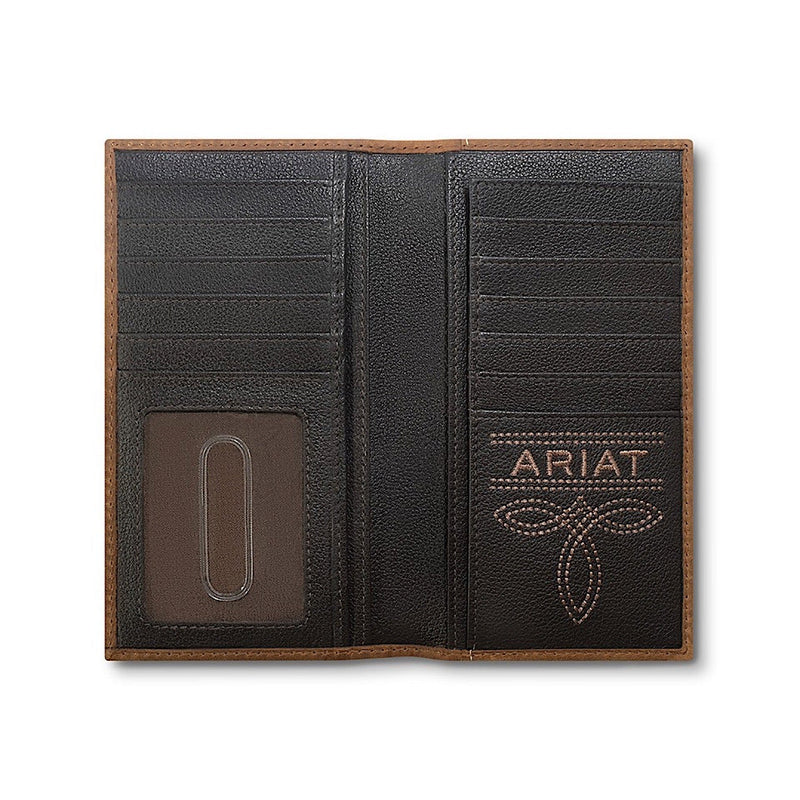 Ariat Mens Rodeo Style Wallet Floral Embossed Shield - Black