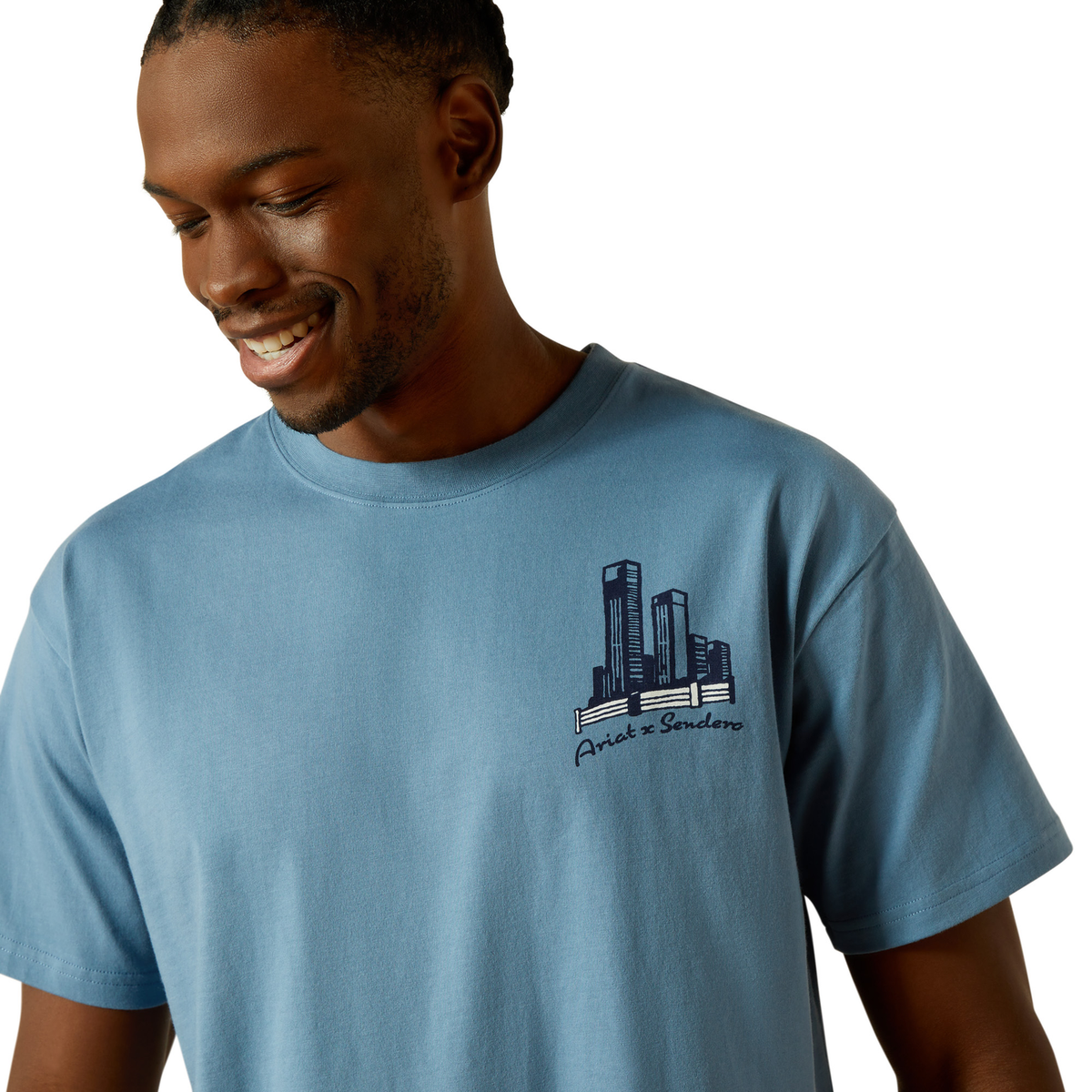 Ariat Mens Sendero Country Fences Tee - Copen Blue