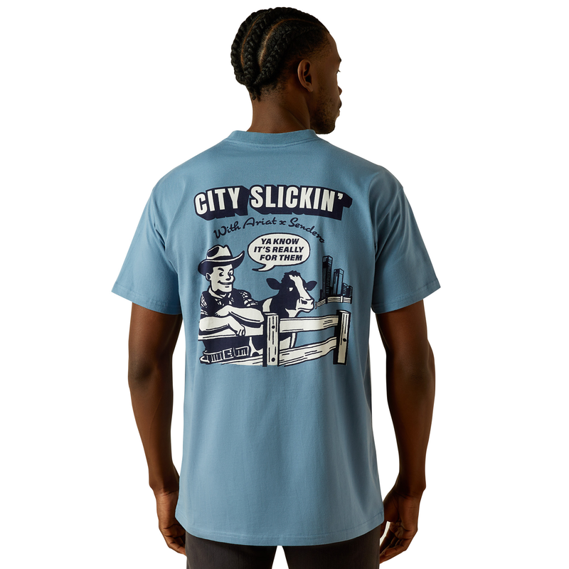 Ariat Mens Sendero Country Fences Tee - Copen Blue