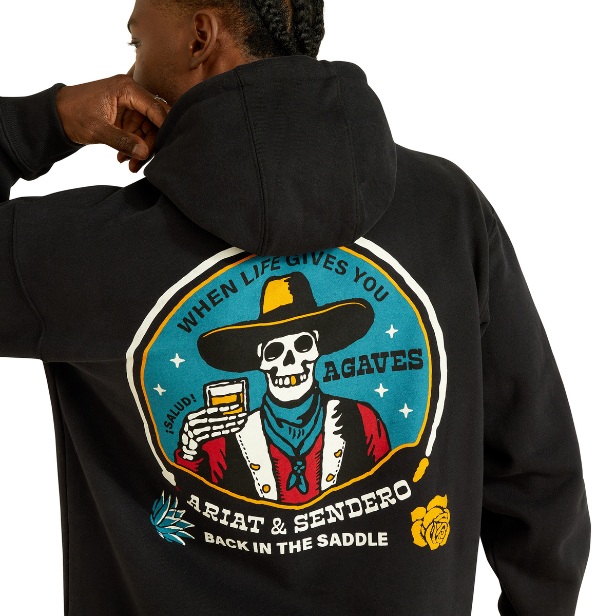 Ariat Mens Sendero When Life Gives You Agaves Hoodie Black