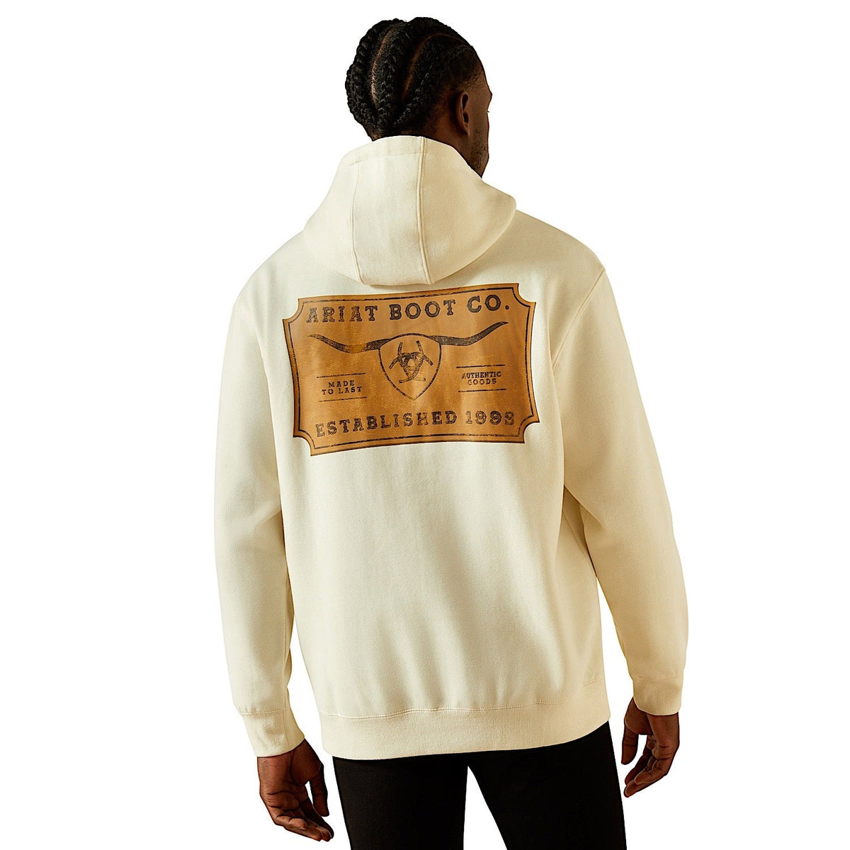 Ariat Mens Shield Steerhead Hoodie - Oatmeal