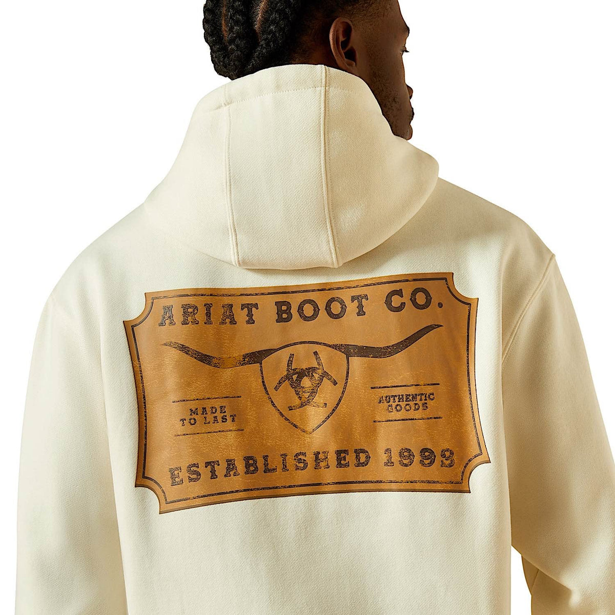 Ariat Mens Shield Steerhead Hoodie - Oatmeal
