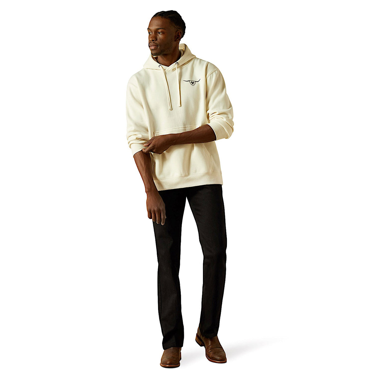 Ariat Mens Shield Steerhead Hoodie - Oatmeal