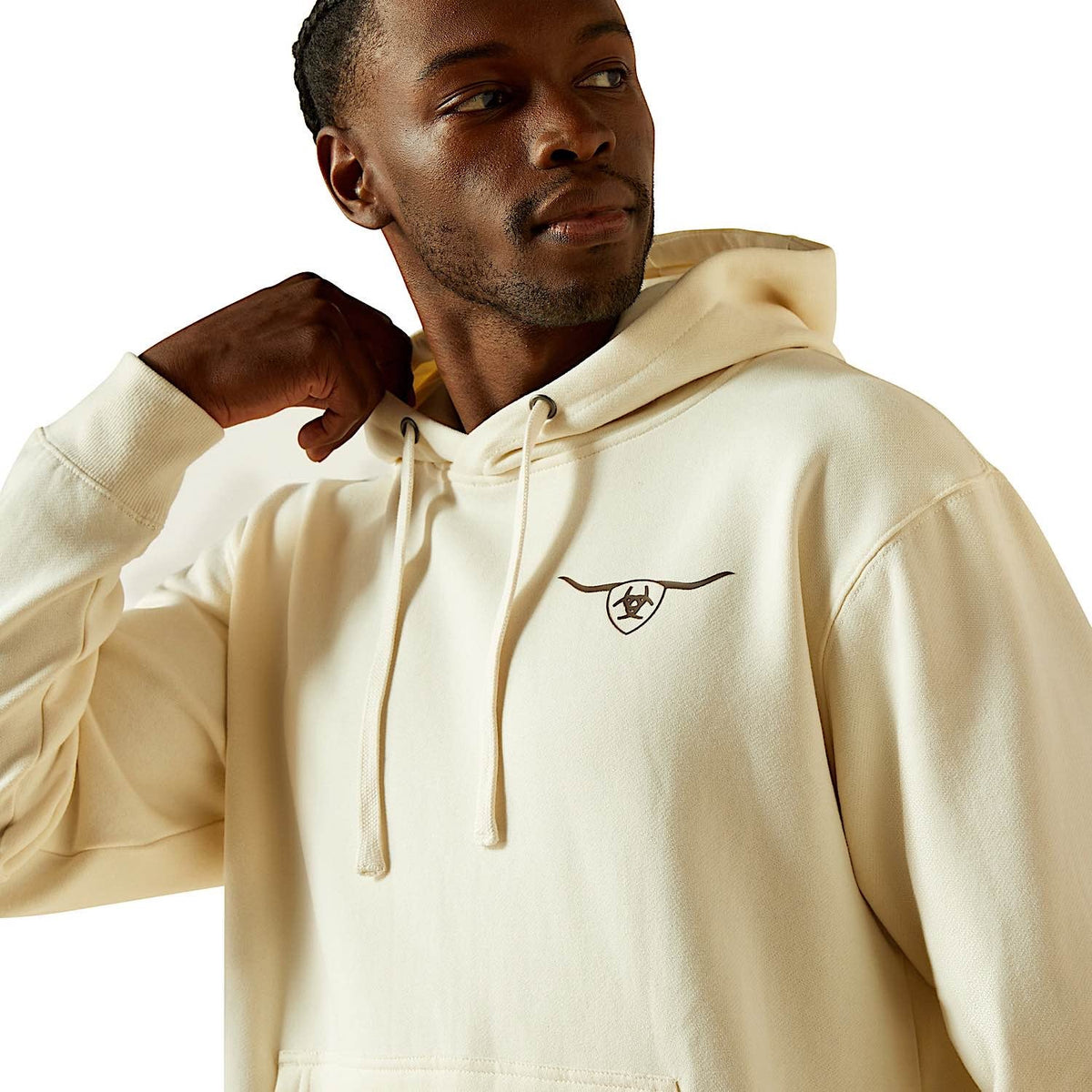 Ariat Mens Shield Steerhead Hoodie - Oatmeal