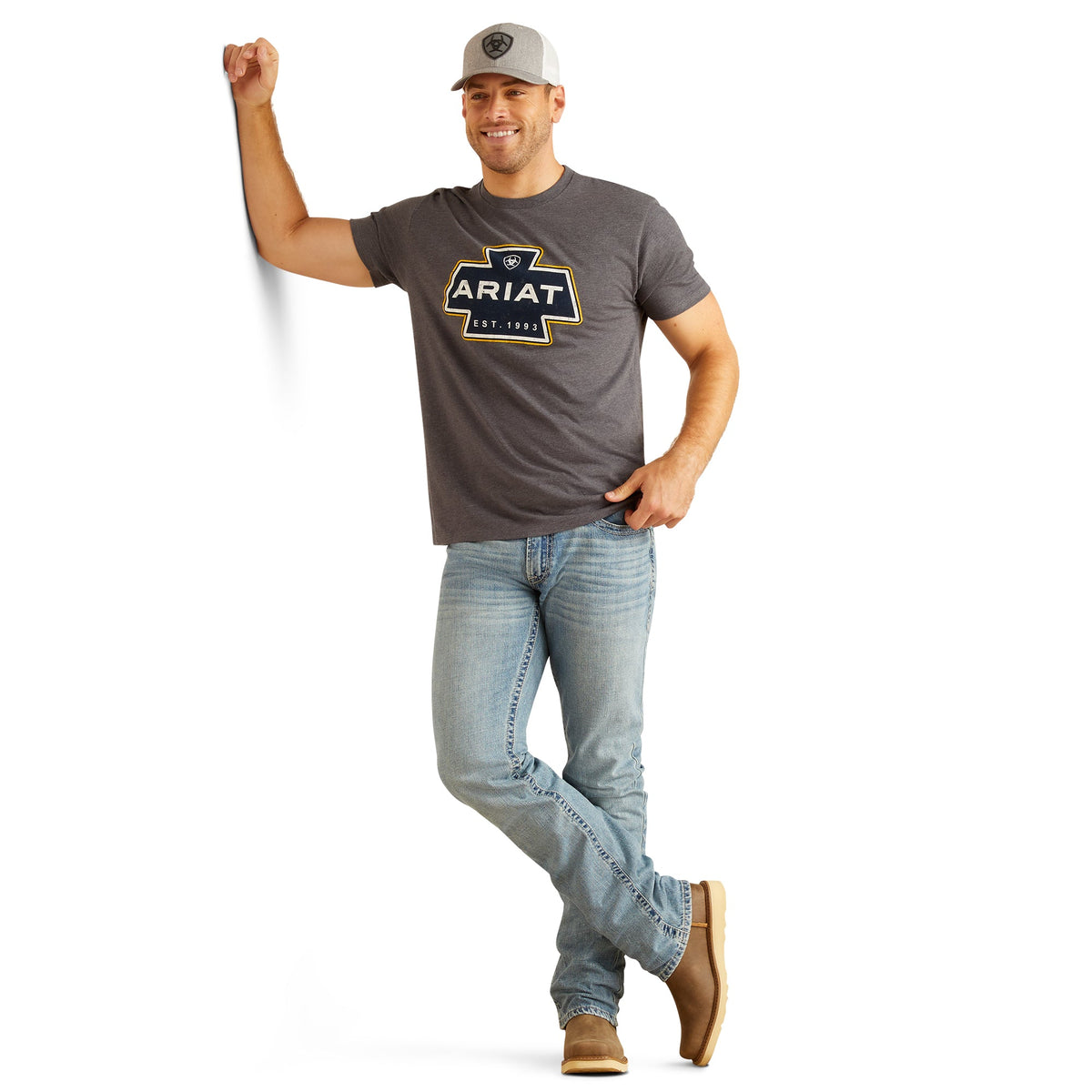 ARIAT Men’s Southwest Logo S/S Tee Titanium Heather