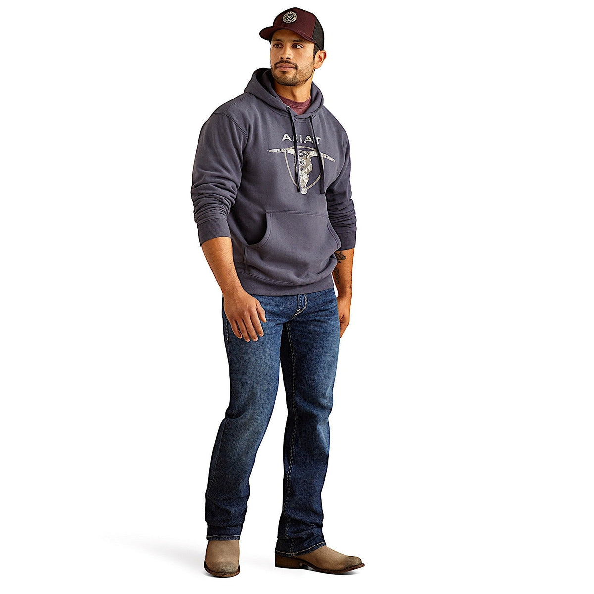Ariat Men’s Southwestern Longhorn Hoodie - Odyssey Grey