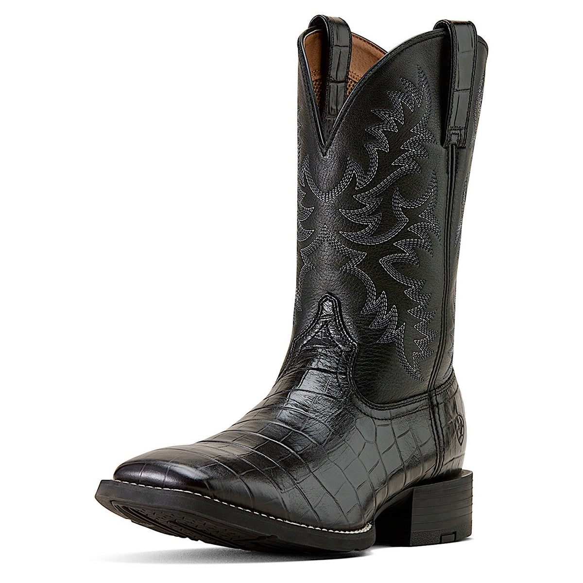 Ariat Men’s Sport Latigo Wide Square Toe Cowboy Boot - Black Choc Print/Black