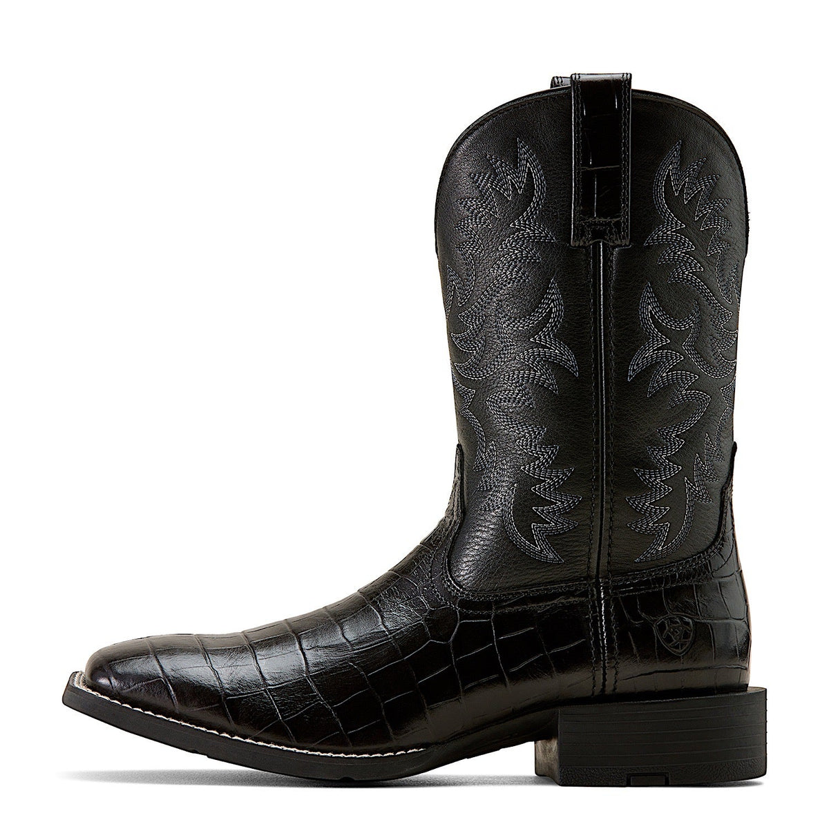 Ariat Men’s Sport Latigo Wide Square Toe Cowboy Boot - Black Choc Print/Black