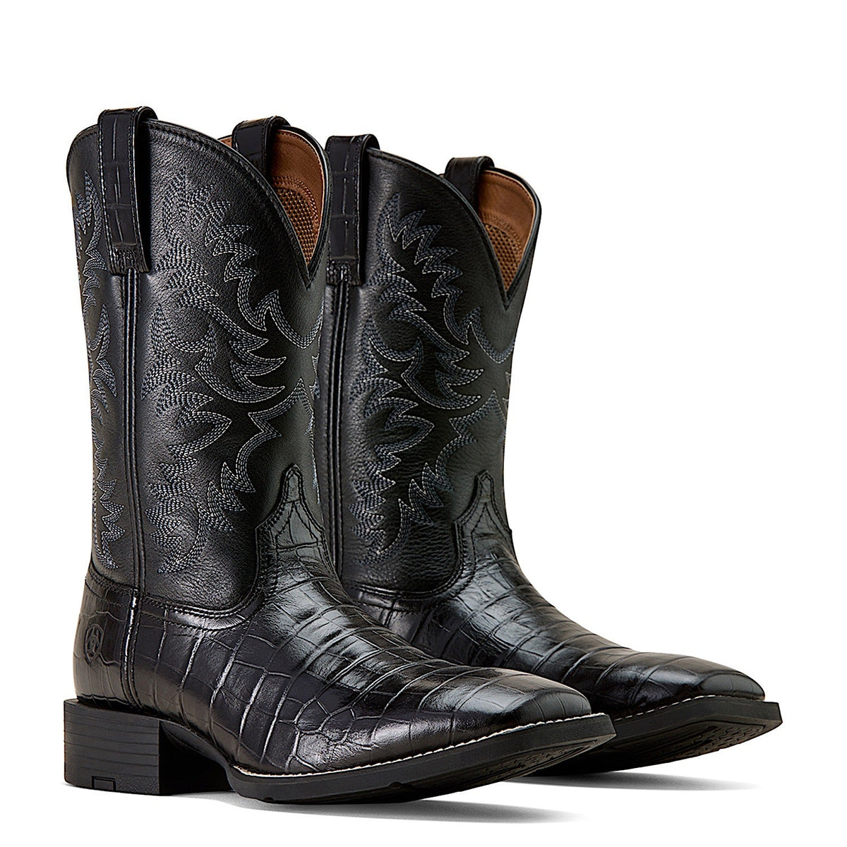 Ariat Men’s Sport Latigo Wide Square Toe Cowboy Boot - Black Choc Print/Black