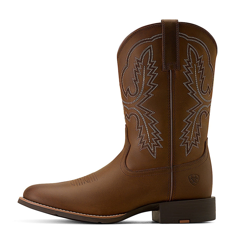 Ariat Mens Sport Spratten Wide Toe Cowboy Boot - Distressed Brown