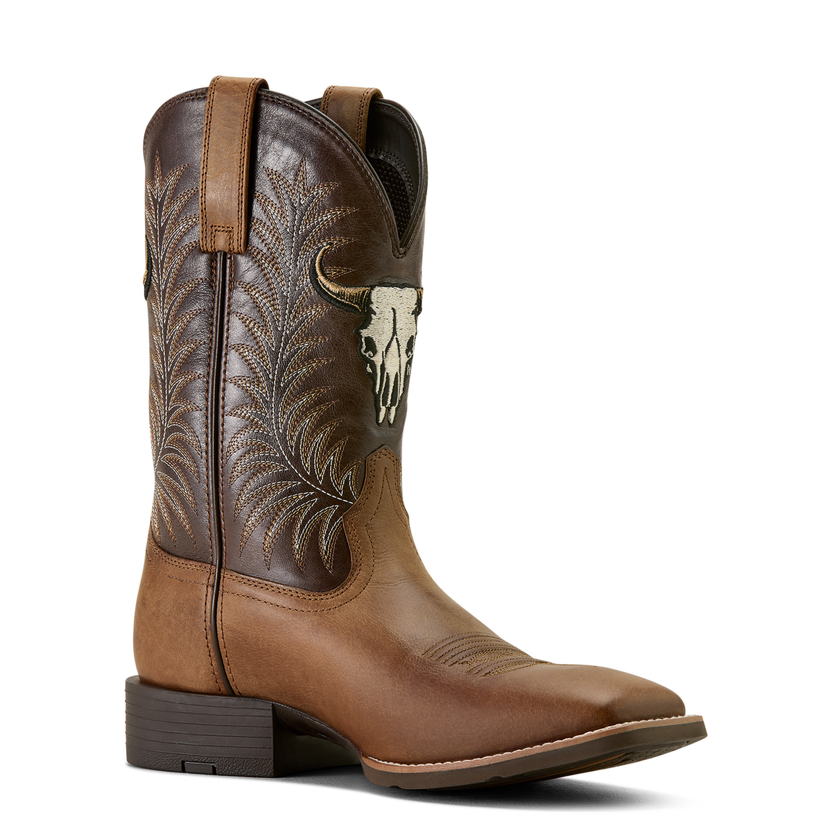Ariat Mens Sport Steer Skull Cowboy Boot - Sandstorm/Bitter Chocolate