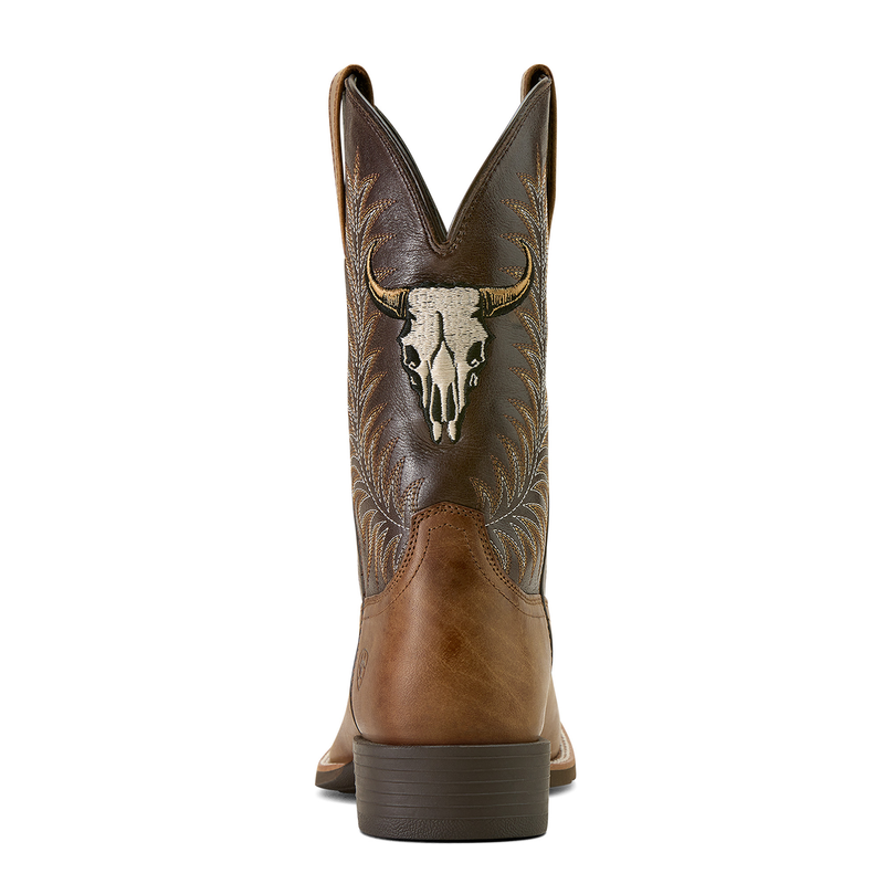 Ariat Mens Sport Steer Skull Cowboy Boot - Sandstorm/Bitter Chocolate