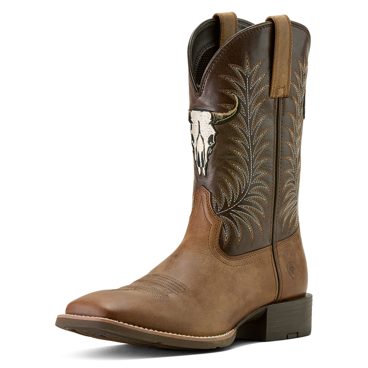 Ariat Mens Sport Steer Skull Cowboy Boot - Sandstorm/Bitter Chocolate