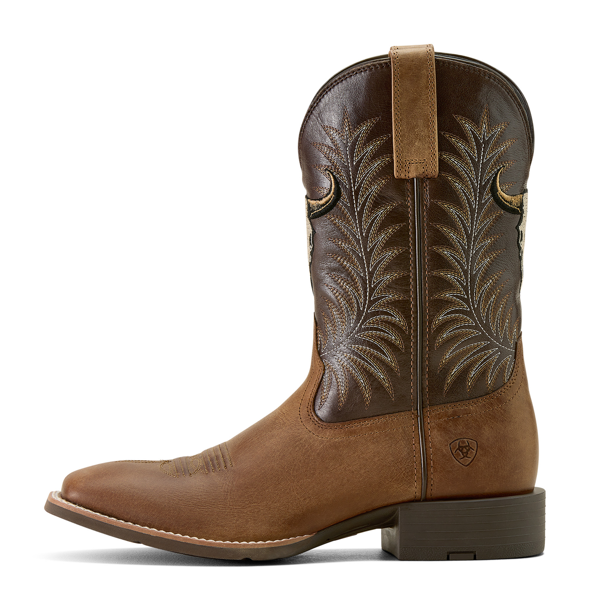 Ariat Mens Sport Steer Skull Cowboy Boot - Sandstorm/Bitter Chocolate