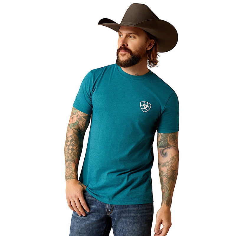 Ariat Men’s Stacks T-Shirt - Cyan Black Heather