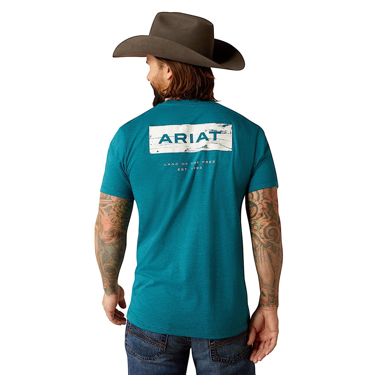 Ariat Men’s Stacks T-Shirt - Cyan Black Heather