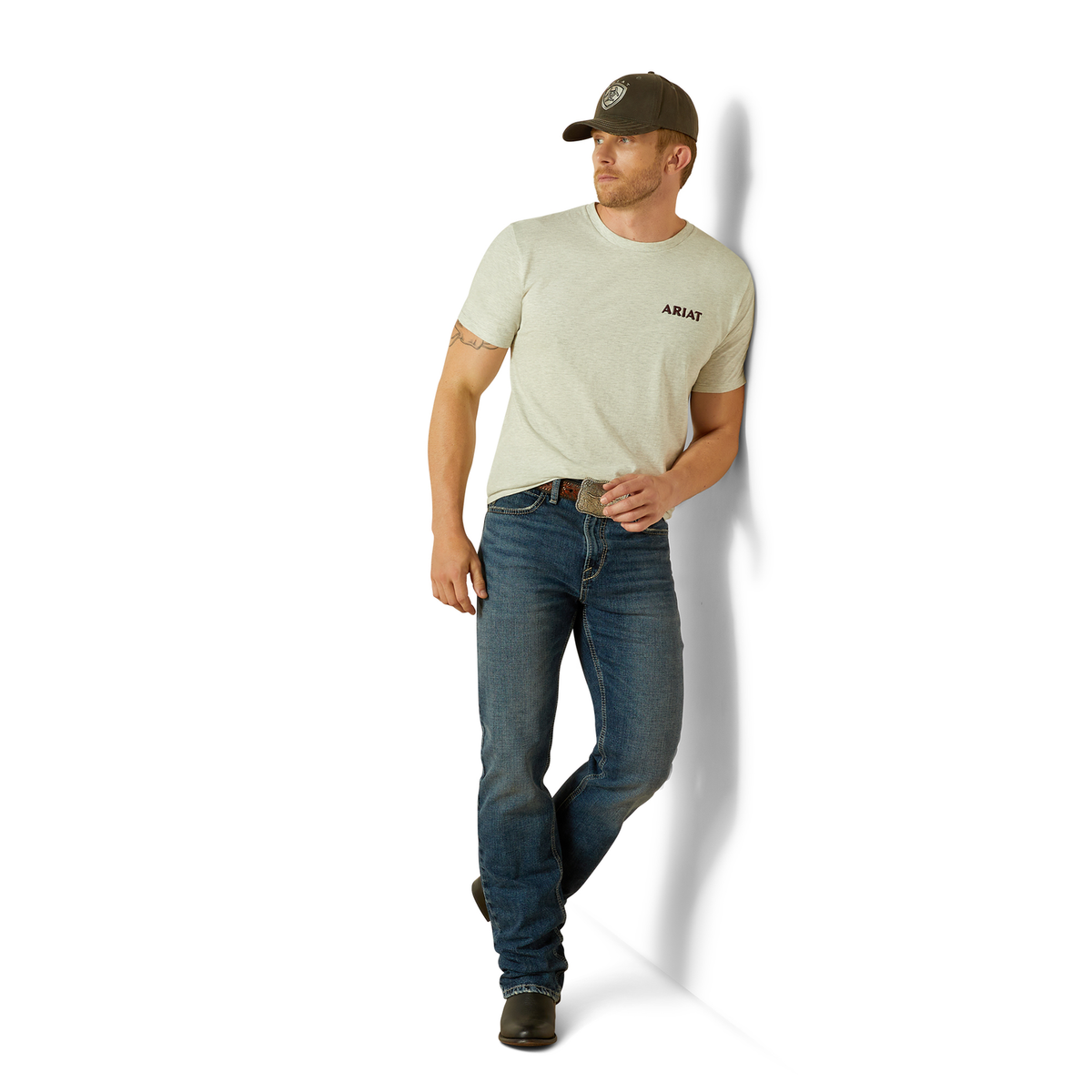 Ariat Mens Straight Shooter Tee - Oatmeal Heather