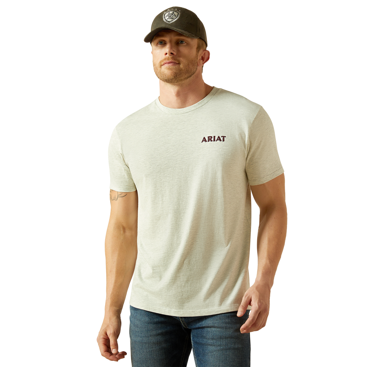 Ariat Mens Straight Shooter Tee - Oatmeal Heather